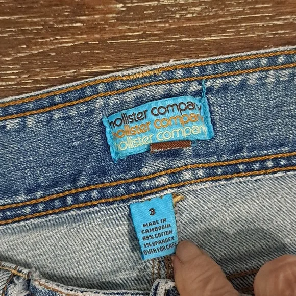 Hollister Company Vintage Y2K Junior Jeans Denim Size 3 Stretch Raw Hem Boot Cut - Picture 6 of 11
